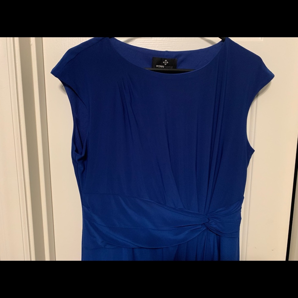 Easy care, blue polyester dress